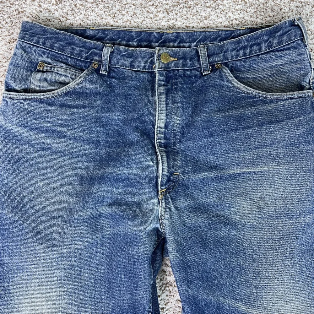 Vintage OshKosh Bgosh Jeans Mens 38x32 Blue Flannel Lined Plaid Straight Leg USA